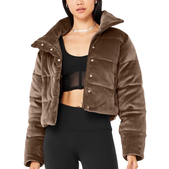ALO Yoga Jackets & Blazers - Alo ribbed velour gold rush puffer in hot cocoa